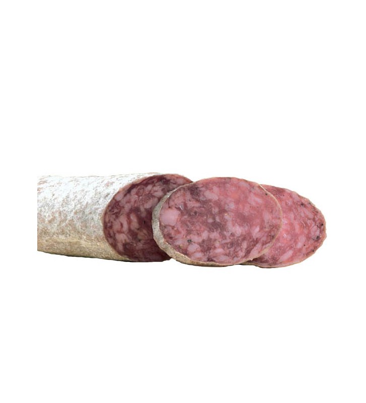Salchichón ibérico media pieza incluida en el lote embutido ibérico de bellota medias de lomo chorizo y salchichón